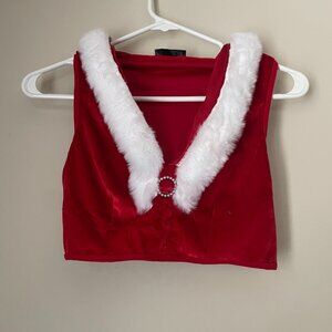Red Velvet Crop Top & Skirt Santa Costume Set